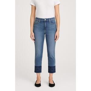 Lauren Ralph Lauren Premier Straight Jeans Sz 12 Mid Rise Embroidered Hem Denim